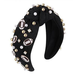 Football Headband with Pearls & Rhinestones