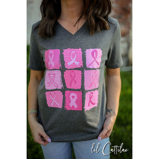 Cancer Ribbons V-Neck Tee