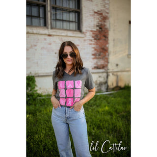 Cancer Ribbons V-Neck Tee