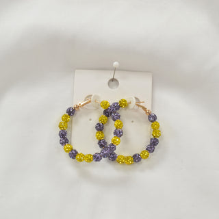 Ball Hoop Earrings with Solid Rhinestones