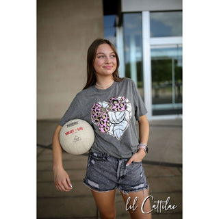 Volleyball Heart with Bow Tee